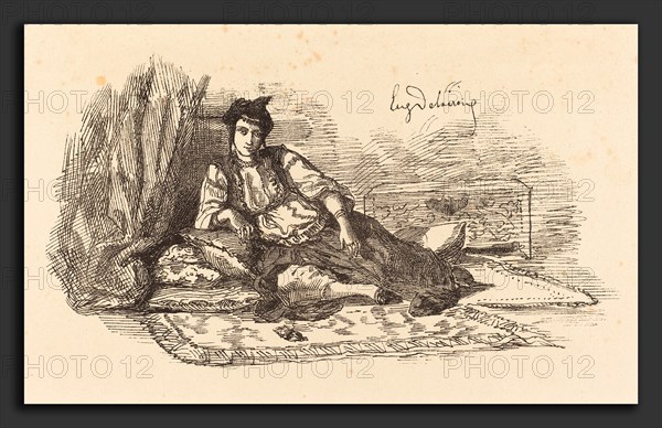 EugÃ¨ne Delacroix (French, 1798 - 1863), Jewish Woman of Algiers  (Juive d'Alger et une rue Ã  Alger), 1838, lithograph