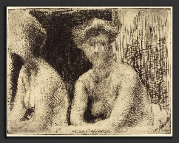 Albert Besnard (French, 1849 - 1934), Nude Woman by a Looking Glass (Femme Nue AuprÃ¨s d'une Glace), 1889, etching on green laid paper