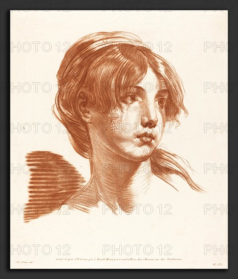Louise Rosalie Hémery after Jean-Baptiste Greuze (French, active c. 1777), Head of a Girl, chalk manner printed in red on laid paper