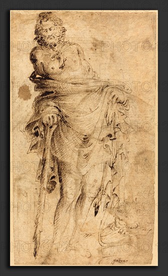 Parri Spinelli (Italian, c. 1387 - 1453), Hercules Leaning on His Club [recto], c. 1440, pen and brown ink on laid paper