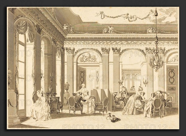 Francois-Nicolas-Barthelemy Dequevauviller after Nicolas Lavreince (French, 1745 - c. 1807), L'assemblee au salon, 1783, etching