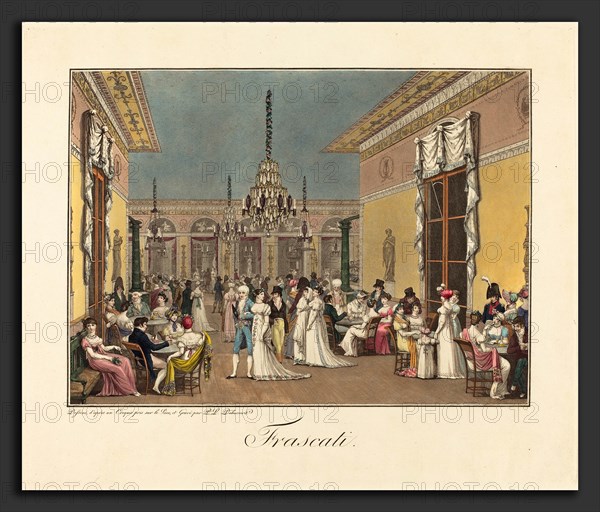 Philibert-Louis Debucourt (French, 1755 - 1832), Frascati, 1807, hand-colored aquatint and etching