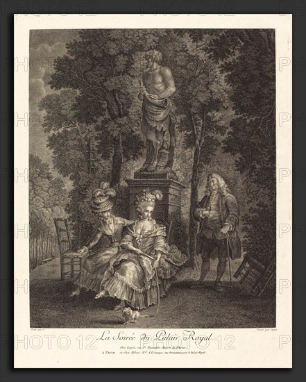 Jean Gabriel Caquet after FranÃ§ois-André Vincent (French, 1749 - 1802), La soiree du Palais Royal, etching and engraving