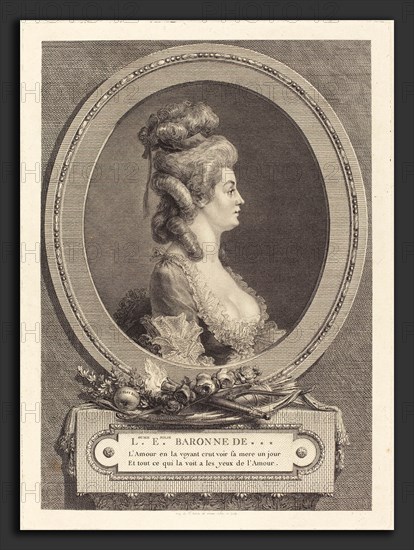 Augustin de Saint-Aubin (French, 1736 - 1807), Louise Emilie Baronne de, 1779, etching and engraving