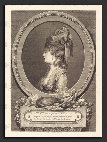 Augustin de Saint-Aubin (French, 1736 - 1807), Adrienne Sophie Marquise de, 1779, etching and engraving