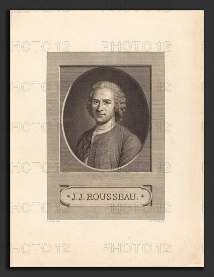 Augustin de Saint-Aubin after Maurice-Quentin de La Tour (French, 1736 - 1807), J.J. Rousseau, 1777, etching and engraving