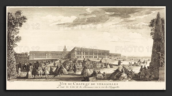 Jean-Baptiste Rigaud (French, active 1752-1761), Vue du Chateau de Versailles Prise du Cote dela Terrasse vis a vis la Chapelle, etching and engraving