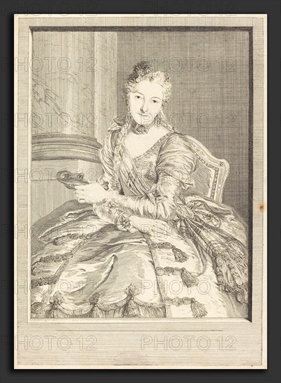 Pierre Louis de Surugue after Charles-Antoine Coypel (French, 1710 or 1716 - 1772), Mme. de M en habit de bal, 1746, etching
