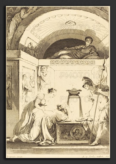 Jean-Louis Delignon and Antoine-Jean Duclos after Jean-Honoré Fragonard (French, 1755 - c. 1804), La matrone d'Ephese, 1793, etching