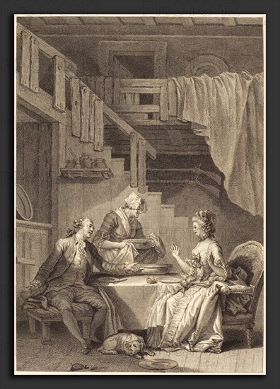 Jean Dambrun and Jean-Baptiste Tilliard after Jean-Honoré Fragonard (French, 1741 - 1808 or after), Le faucon, etching and engraving