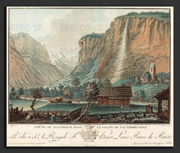 Jean-FranÃ§ois Janinet after Caspar Wolf (French, 1752 - 1814), Chute de Staubbach, dans la Vallée de Lauterbrunnen (Falls at Staubbach in the Lauterbrunnen Valley), probably 1776, etching and wash manner