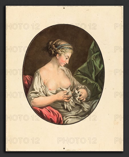 Jean-FranÃ§ois Janinet after Jean-Jacques-FranÃ§ois Le Barbier I (French, 1752 - 1814), La Venus aux colombes, color aquatint and etching
