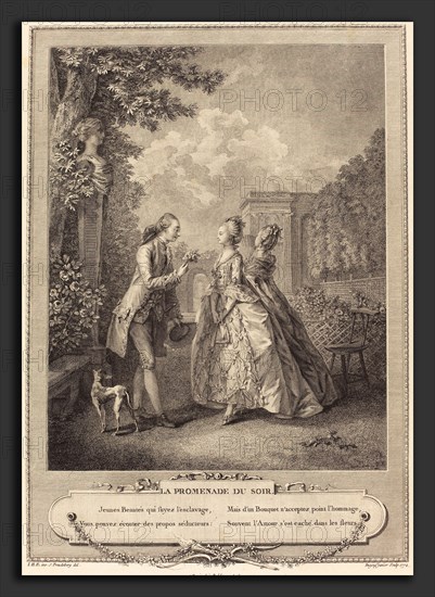 Francois-Robert Ingouf after Sigmund Freudenberger (French, 1747 - 1812), La promenade du soir, etching and engraving