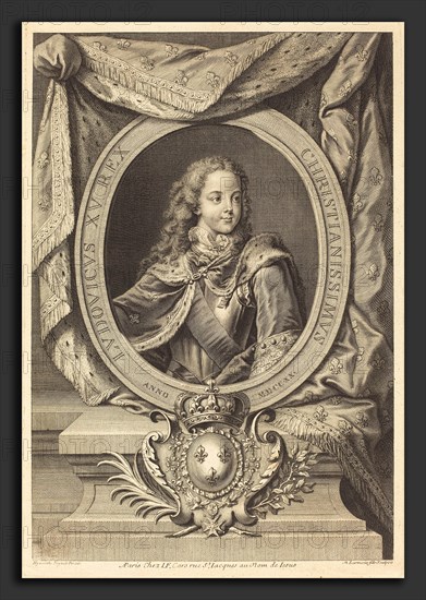 Nicolas de Larmessin IV after Hyacinthe Rigaud (French, 1684 - 1753 or 1755), Louis XV, c. 1720, engraving on laid paper