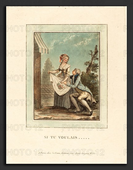 Louis Le Coeur after Nicolas Lavreince (French, active c. 1784 - 1825), Si tu voulais, color aquatint and etching