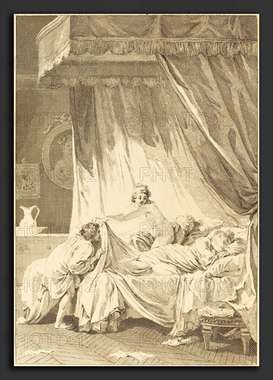 Charles Louis Lingée after Jean-Honoré Fragonard (French, 1748 - 1819), Joconde: Le lit, etching and engraving
