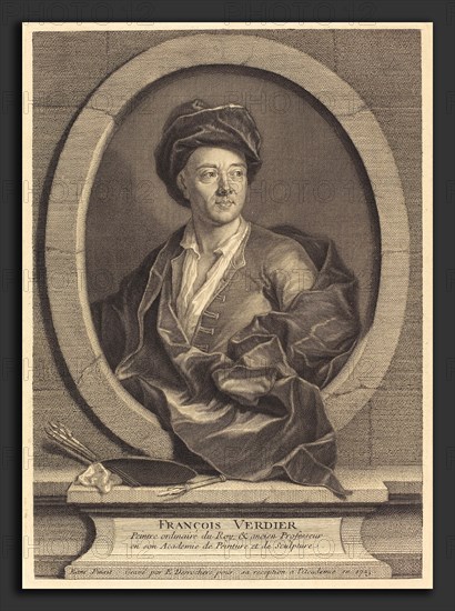 Etienne Desrochers after Jean Ranc (French, 1668 - 1741), Francois Verdier, 1723, engraving on laid paper