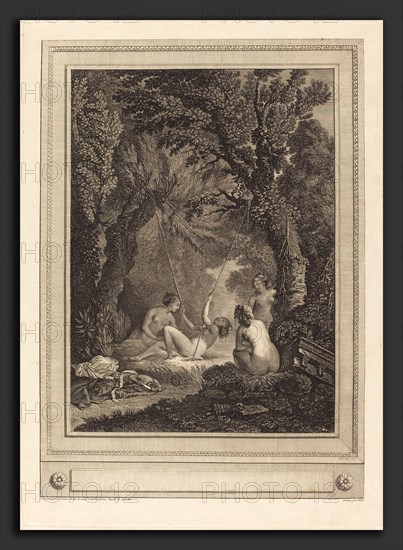 Geraud Vidal after Nicolas Lavreince (French, 1742 - 1801), La balancoire mysterieuse, 1784, etching and engraving