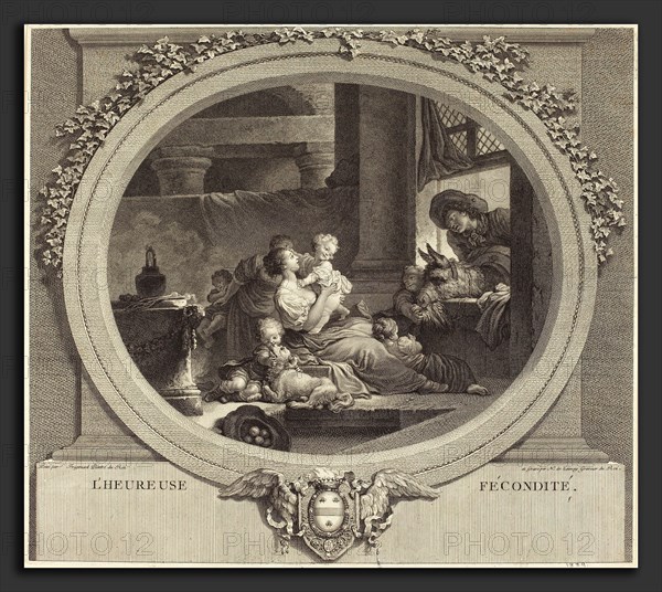 Nicolas Delaunay after Jean-Honoré Fragonard (French, 1739 - 1792), L'heureuse fécondité, 1777, engraving