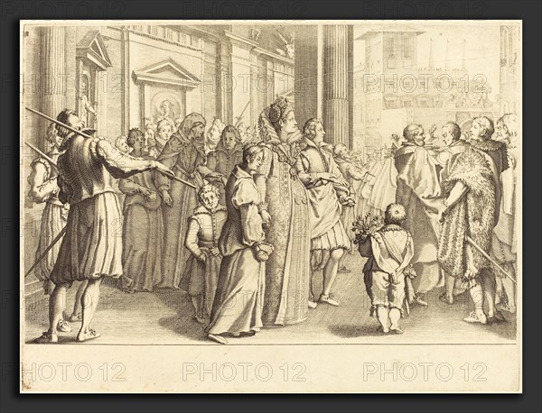Jacques Callot (French, 1592 - 1635), Grand Duchess at the Procession of the Young Girls, c. 1614, engraving on laid paper [restrike]