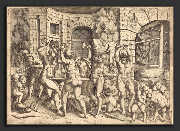 Louis Elle I after Francesco Primaticcio (French, 1612 - 1689), The Forge of Vulcan, etching