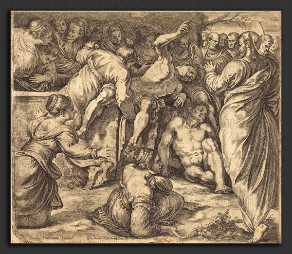 Guillaume Courtois after Tintoretto (Italian (born in France) 1628 - 1679), The Raising of Lazarus, etching on laid paper