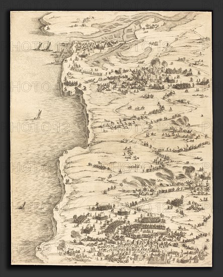Jacques Callot (French, 1592 - 1635), The Siege of La Rochelle [plate 5 of 16;  set comprises 1952.8.97-112], 1628-1631, etching and engraving