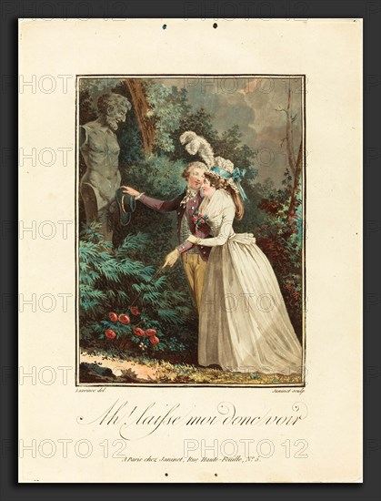 Jean-FranÃ§ois Janinet after Nicolas Lavreince (French, 1752 - 1814), Ah! Laisse-moi donc voir, color aquatint