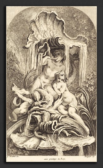 Gabriel Huquier after FranÃ§ois Boucher (French, 1695 - 1772), Triton and Nymph, in or after 1736, etching
