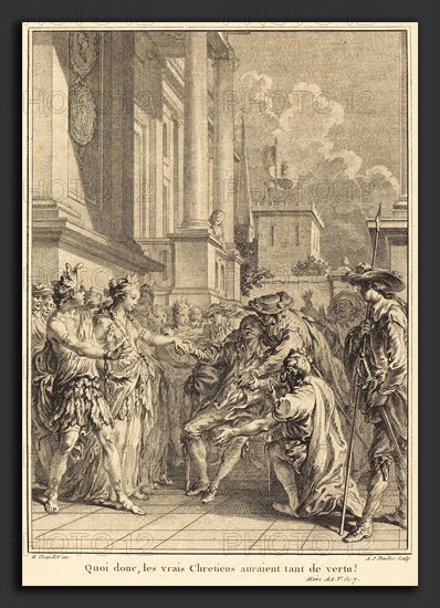 Antoine-Jean Duclos after Hubert FranÃ§ois Gravelot (French, 1742 - 1795), Quoi donc, les vrais Chretiens auraient tant de vertu!, etching and engraving