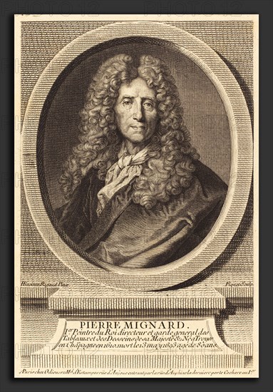 Ãâtienne Ficquet after Hyacinthe Rigaud (French, 1719 - 1794), Pierre Mignard, 1755-1765, engraving on laid paper