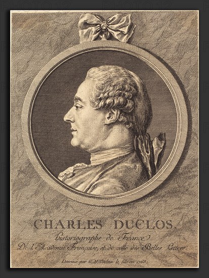 Charles-Nicolas Cochin II (French, 1715 - 1790), Charles Duclos, 1763, engraving over etching on laid paper