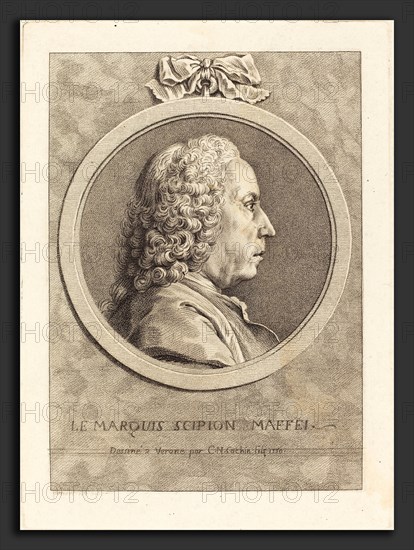 Charles-Nicolas Cochin II (French, 1715 - 1790), Le Marquis Scipion Maffei, 1750, crayon manner etching on laid paper