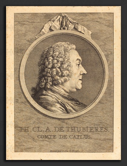 Charles-Nicolas Cochin II (French, 1715 - 1790), Ph.Cl.A. de Thubieres, Comte de Caylus, 1752, engraving over etching on laid paper