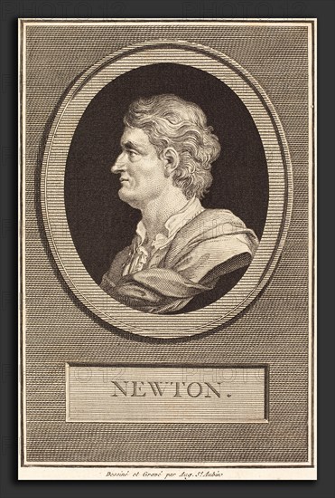 Augustin de Saint-Aubin (French, 1736 - 1807), Isaac Newton, 1801, engraving over etching on laid paper