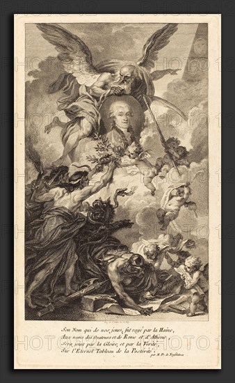Augustin de Saint-Aubin (French, 1736 - 1807), Simon-Nicolas-Henri Linguet, 1780, engraving over etching on laid paper