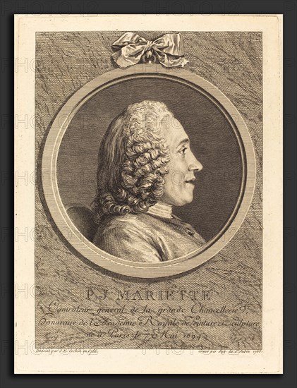 Augustin de Saint-Aubin after Charles-Nicolas Cochin II (French, 1736 - 1807), Pierre-Jean Mariette, 1765, etching and engraving on laid paper