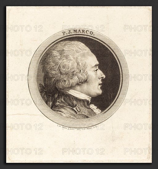 Augustin de Saint-Aubin after Charles-Nicolas Cochin II (French, 1736 - 1807), P.J. Marco, 1784, engraving over etching on laid paper