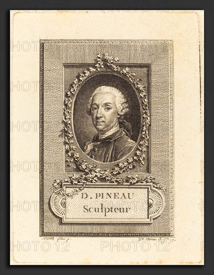 Jean-Michel Moreau after Pierre Paul Merelle (French, 1741 - 1814), D. Pineau, Sculpteur, 1770, engraving and etching on laid paper