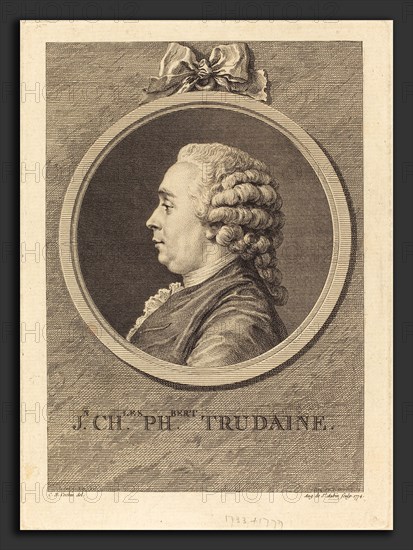 Augustin de Saint-Aubin after Charles-Nicolas Cochin II (French, 1736 - 1807), Jean-Charles-Philibert Trudaine, 1774, etching on laid paper