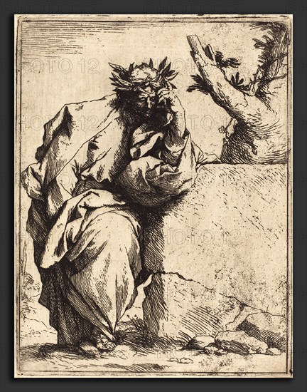 Jusepe de Ribera (Spanish, 1591 - 1652), The Poet, c. 1620-1621, etching and engraving