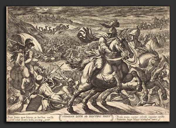 Antonio Tempesta (Italian, 1555 - 1630), Abraham makes the enemies flee who hold his nephew, 1613, etching