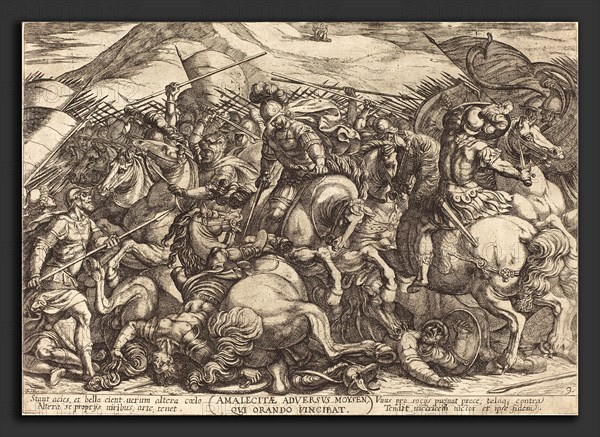 Antonio Tempesta (Italian, 1555 - 1630), The Defeat of the Amalikits by the Hebrews, 1613, etching