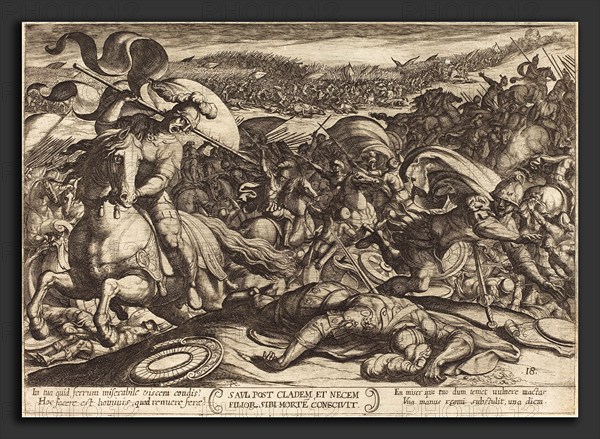 Antonio Tempesta (Italian, 1555 - 1630), Saul Kills Himself after the Defeat of his Army by the Philistines, 1613, etching