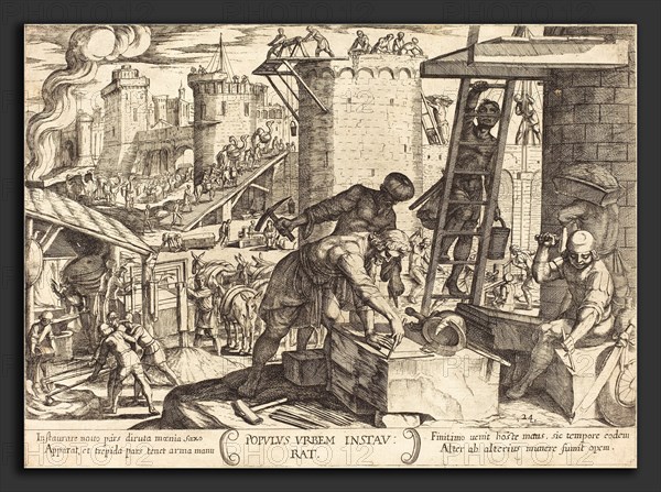 Antonio Tempesta (Italian, 1555 - 1630), The Israelites Rebuilding the Walls of Jerusalem, 1613, etching