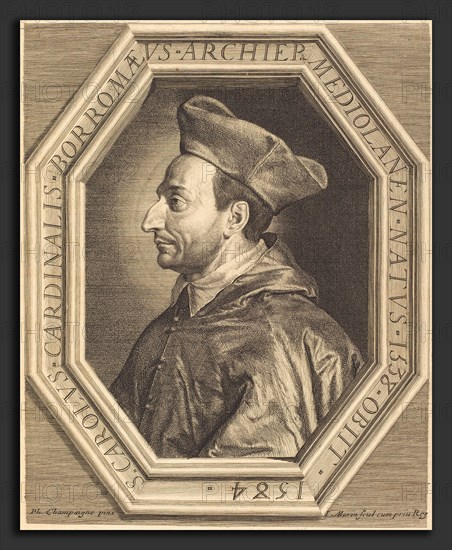 Jean Morin after Philippe de Champaigne (French, c. 1600 - 1650), Saint Charles, Cardinal Borromeo, etching, engraving, and stippling on laid paper