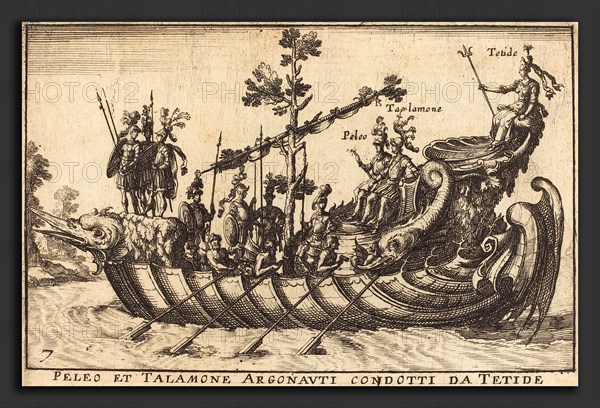 Balthasar Moncornet after Remigio Cantagallina (French, c. 1600 - 1668), Peleo et Talamone Argonauti condotti da Tetide, etching on laid paper