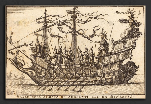 Balthasar Moncornet after Remigio Cantagallina (French, c. 1600 - 1668), Reale dell'Armata di Argonuti con da Minerves, etching on laid paper