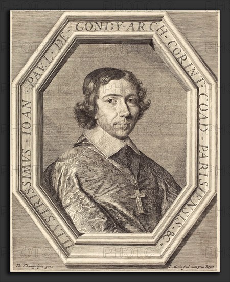 Jean Morin after Philippe de Champaigne (French, c. 1600 - 1650), Jean Francois Paul de Gondy, etching, engraving, and stippling on laid paper