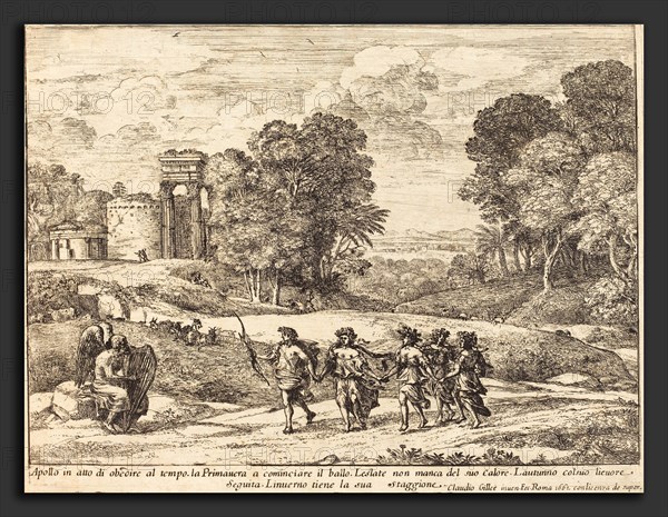 Claude Lorrain (French, 1604-1605 - 1682), Time, Apollo, and the Seasons (Le Temps, Apollon et les Saisons), 1662, etching